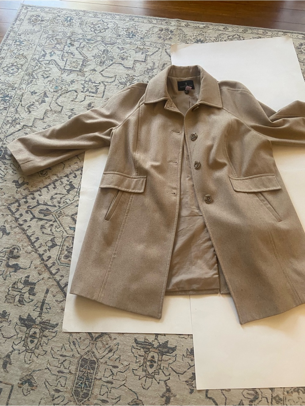 London Fog Women’s Size 1X Tan Single-Breasted Wool Dress Coat